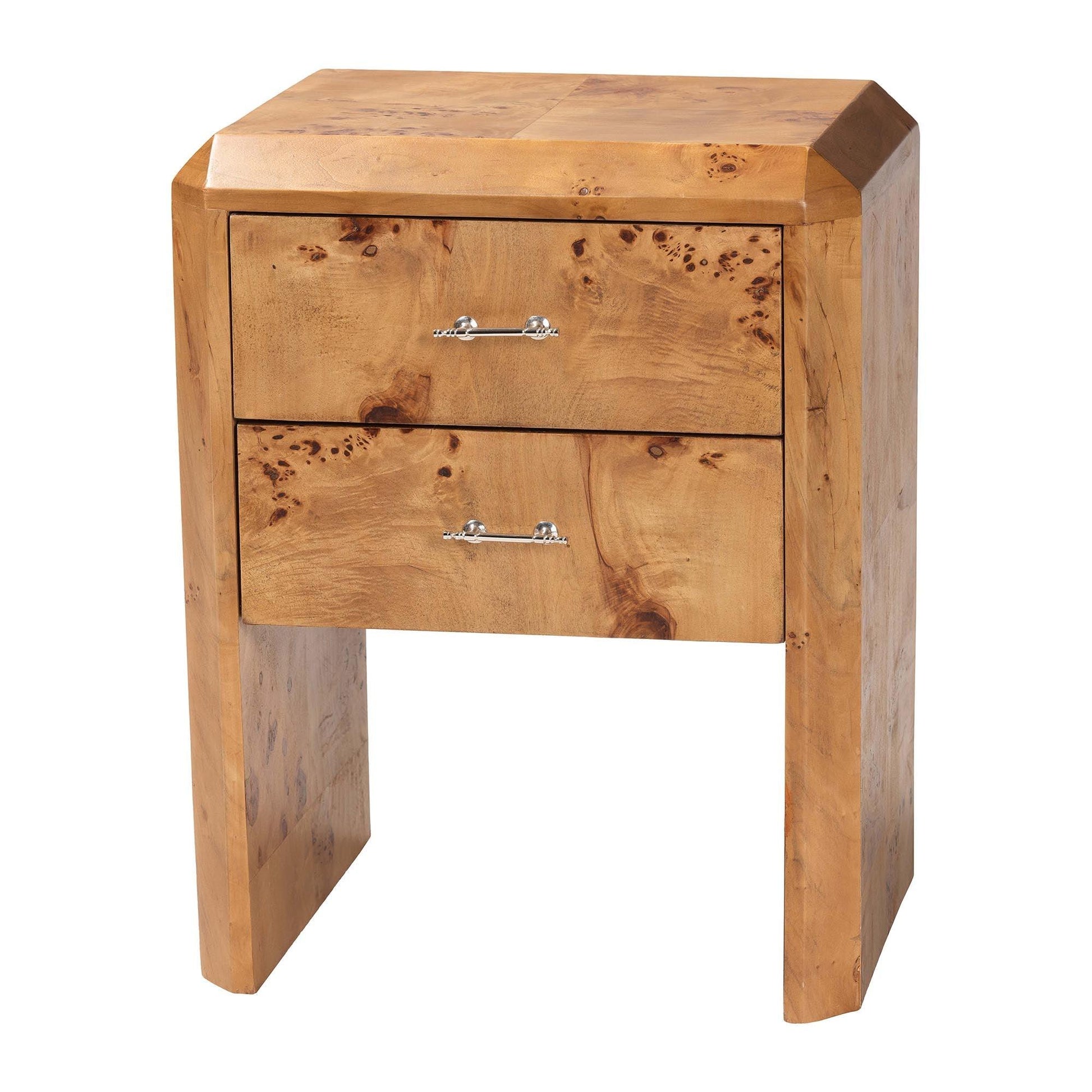 bali & pari Nebu Modern and Contemporary Natural Mappa Burl Wood Nightstand FredCo