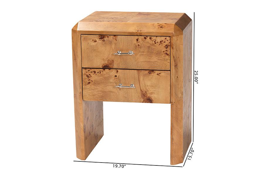 bali & pari Nebu Modern and Contemporary Natural Mappa Burl Wood Nightstand FredCo
