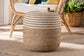 bali & pari Nequiel Modern Bohemian Natural Brown Seagrass and Woven Rope Ottoman Footstool FredCo