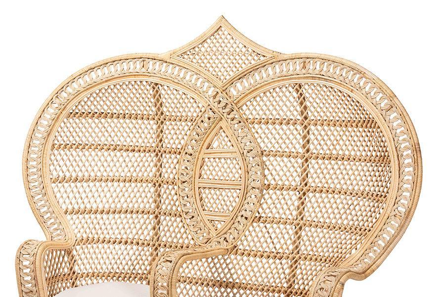 bali & pari Nerita Modern Bohemian Natural Brown Rattan Two-Seater Peacock Chair FredCo