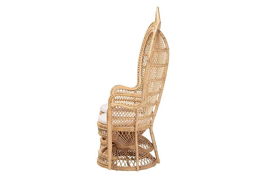 bali & pari Nerita Modern Bohemian Natural Brown Rattan Two-Seater Peacock Chair FredCo