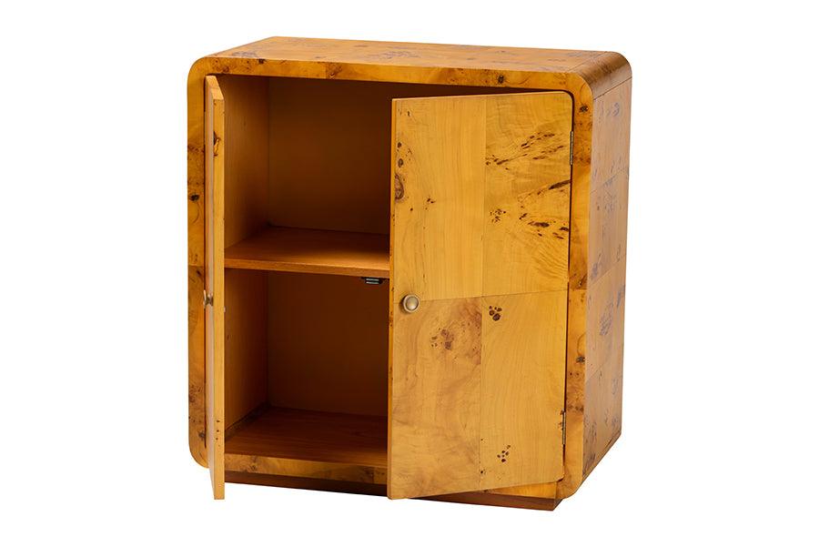 bali & pari Netra Modern and Contemporary Natural Real Burl Wood Storage Cabinet FredCo