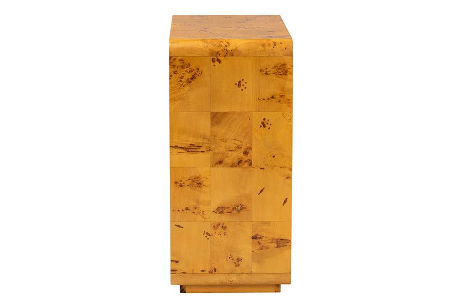 bali & pari Netra Modern and Contemporary Natural Real Burl Wood Storage Cabinet FredCo