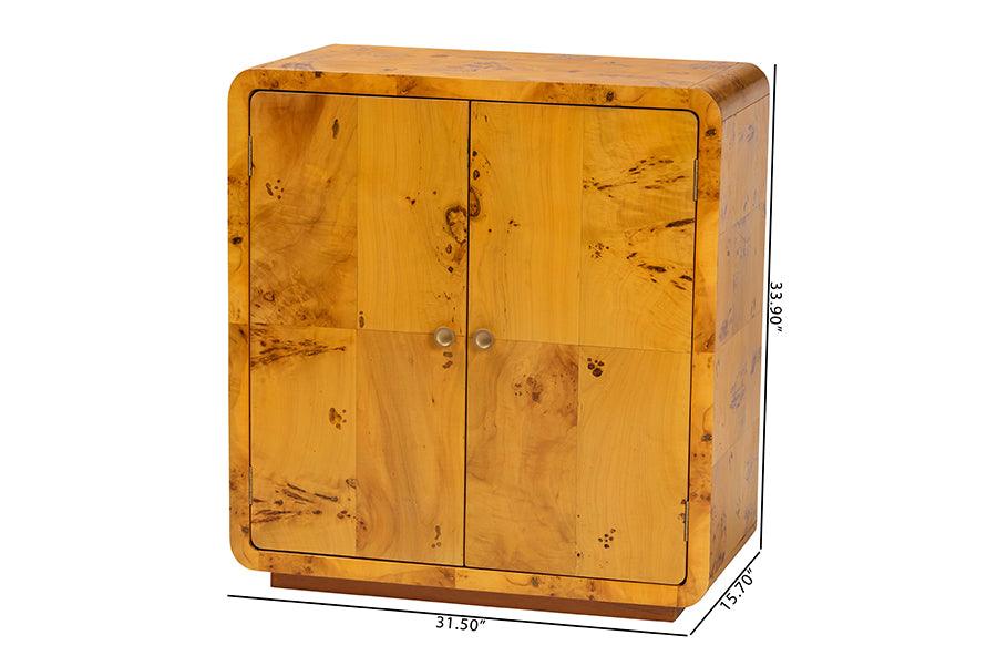 bali & pari Netra Modern and Contemporary Natural Real Burl Wood Storage Cabinet FredCo