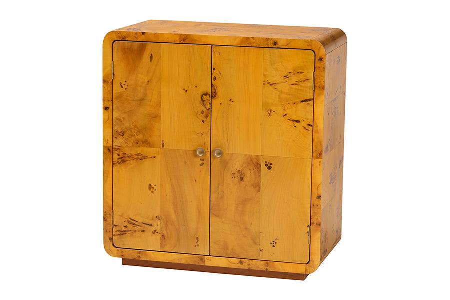bali & pari Netra Modern and Contemporary Natural Real Burl Wood Storage Cabinet FredCo