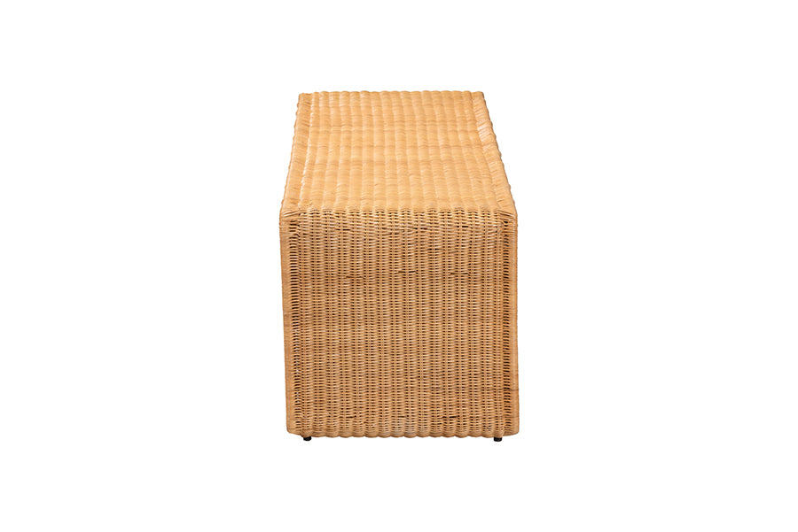 bali & pari Nevada Bohemian Light Honey Rattan Accent Bench FredCo