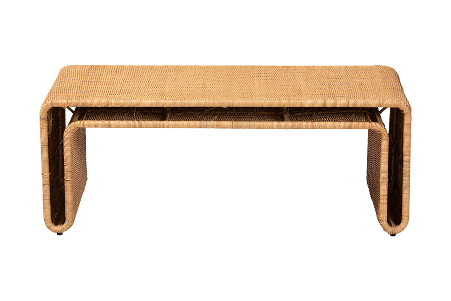 bali & pari Nevada Bohemian Light Honey Rattan Coffee Table FredCo
