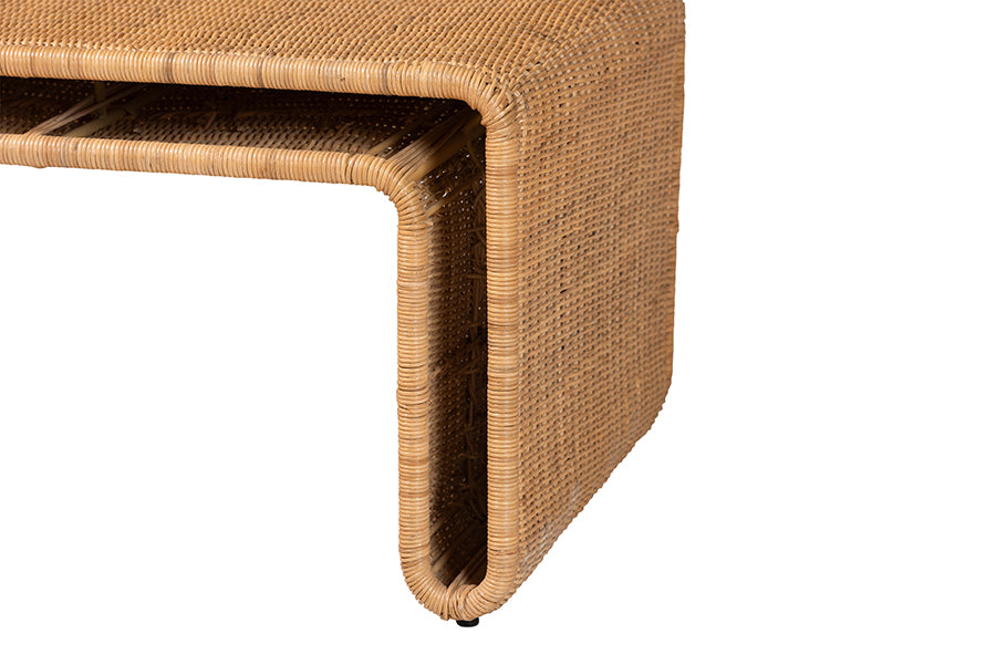 bali & pari Nevada Bohemian Light Honey Rattan Coffee Table FredCo
