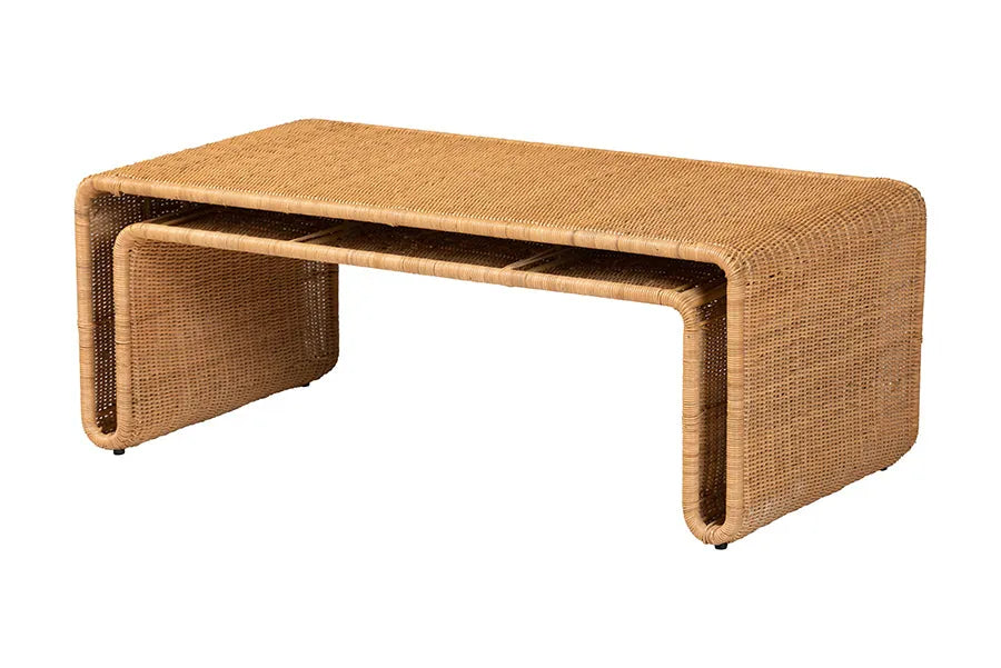 bali & pari Nevada Bohemian Light Honey Rattan Coffee Table FredCo