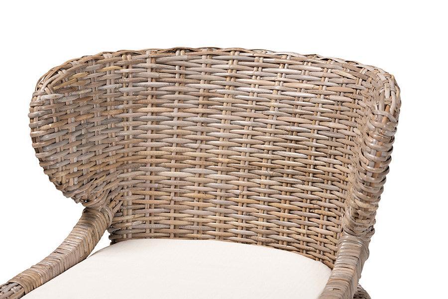 bali & pari Niesha Bohemian Grey Natural Kubu Rattan and Mahogany Wood Dining Chair FredCo