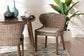 bali & pari Niesha Bohemian Grey Natural Kubu Rattan and Mahogany Wood Dining Chair FredCo