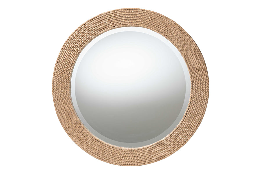 bali & pari Nieva Round Woven Rope Mirror - Coastal Mirror with Woven Jute Accents for Farmhouse, Boho Wall Decor, Beach House FredCo