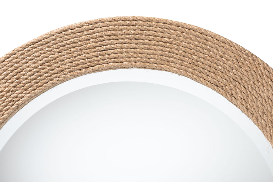 bali & pari Nieva Round Woven Rope Mirror - Coastal Mirror with Woven Jute Accents for Farmhouse, Boho Wall Decor, Beach House FredCo