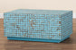 bali & pari Nitza Bohemian Blue Coconut Shell and Acacia Wood Coffee Table FredCo