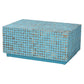 bali & pari Nitza Bohemian Blue Coconut Shell and Acacia Wood Coffee Table FredCo