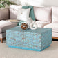 bali & pari Nitza Bohemian Blue Coconut Shell and Acacia Wood Coffee Table FredCo