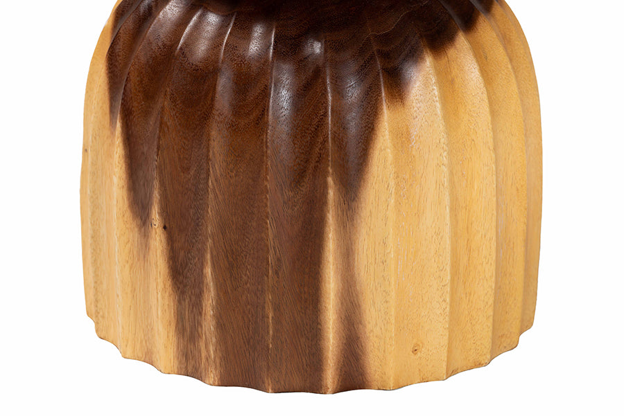 bali & pari Noleta Hand-carved Suar Wood Side Table - Sculptural Hourglass Accent Table with Natural Grain, Modern Boho Style for Living Room or Bedroom FredCo