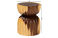 bali & pari Noleta Hand-carved Suar Wood Side Table - Sculptural Hourglass Accent Table with Natural Grain, Modern Boho Style for Living Room or Bedroom FredCo