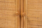 bali & pari Noreen Peacock Fan Natural Rattan Cabinet - Handcrafted Rattan Pole Hutch with Woven Doors and Shelves, Boho Coastal Accent Shelving and Display Unit FredCo