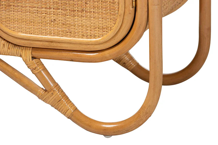 bali & pari Noreen Peacock Fan Natural Rattan Cabinet - Handcrafted Rattan Pole Hutch with Woven Doors and Shelves, Boho Coastal Accent Shelving and Display Unit FredCo