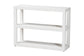 Modern white console table with two open shelves, FredCo International furniture