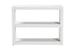 Modern white console table with two open shelves, FredCo International furniture