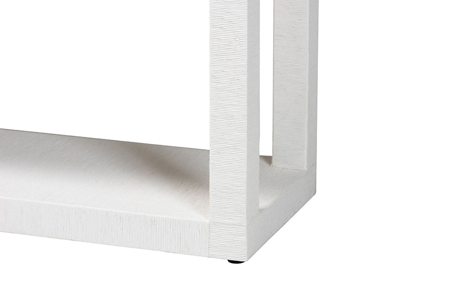 Close-up of a modern white textured furniture leg and base from FredCo International