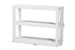 Modern white open shelf console table with two tiers, rectangular shape, furniture from FredCo International.