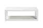 Modern rectangular white wood coffee table with open shelf, FredCo International furniture