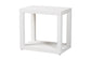 Modern white rectangular end table with open shelf, FredCo International furniture
