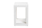 Modern white square end table with open shelf, FredCo International furniture