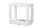 Modern white accent side table with open rectangular frame, 23.6 x 15 x 22.4 inches, FredCo furniture