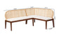bali & pari Okinawa 2-Piece Corner Bench Set with Cushion - L-Shaped Dining Nook Seating with Acacia Wood Base and Natural Rattan Backrest, Boho Coastal Style Banquette for Kitchen or Breakfast Area FredCo