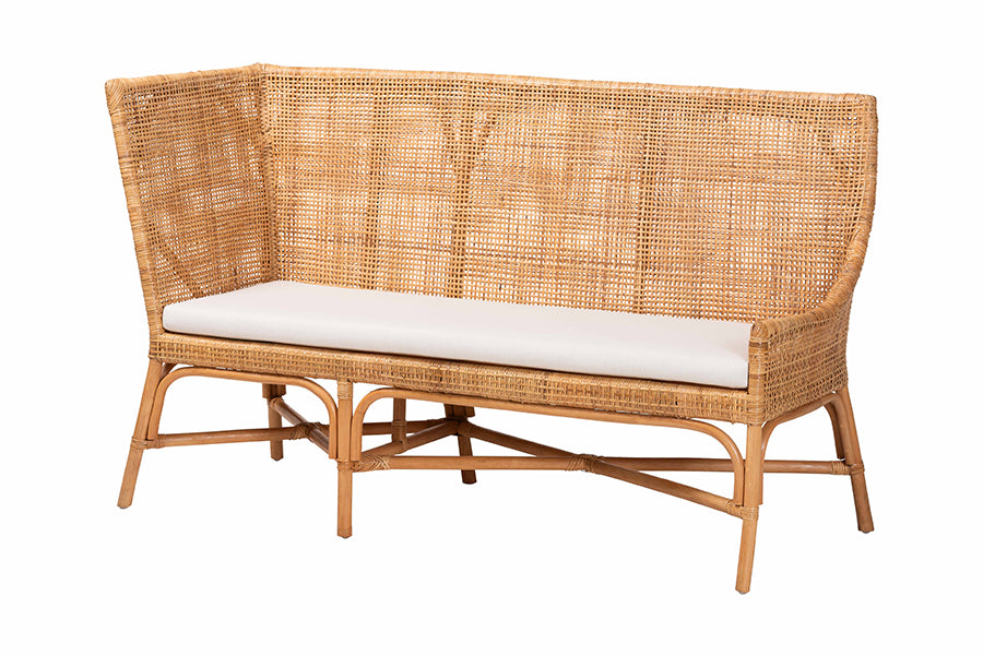 bali & pari Olivera Bohemian Light Honey Rattan 3-Piece Dining Nook Set FredCo