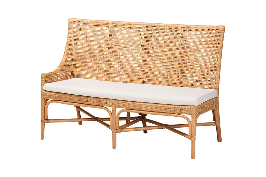 bali & pari Olivera Bohemian Light Honey Rattan 3-Piece Dining Nook Set FredCo