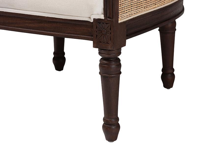 bali & pari Ornella Traditional French Beige Fabric and Dark Brown Finished Wood Accent Chair FredCo