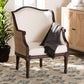 bali & pari Ornella Traditional French Beige Fabric and Dark Brown Finished Wood Accent Chair FredCo