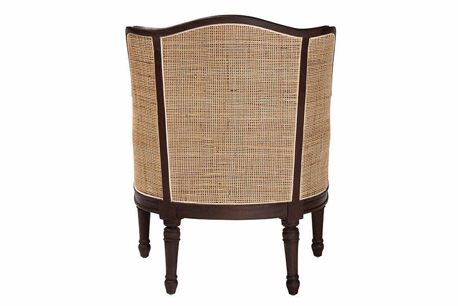 bali & pari Ornella Traditional French Beige Fabric and Dark Brown Finished Wood Accent Chair FredCo