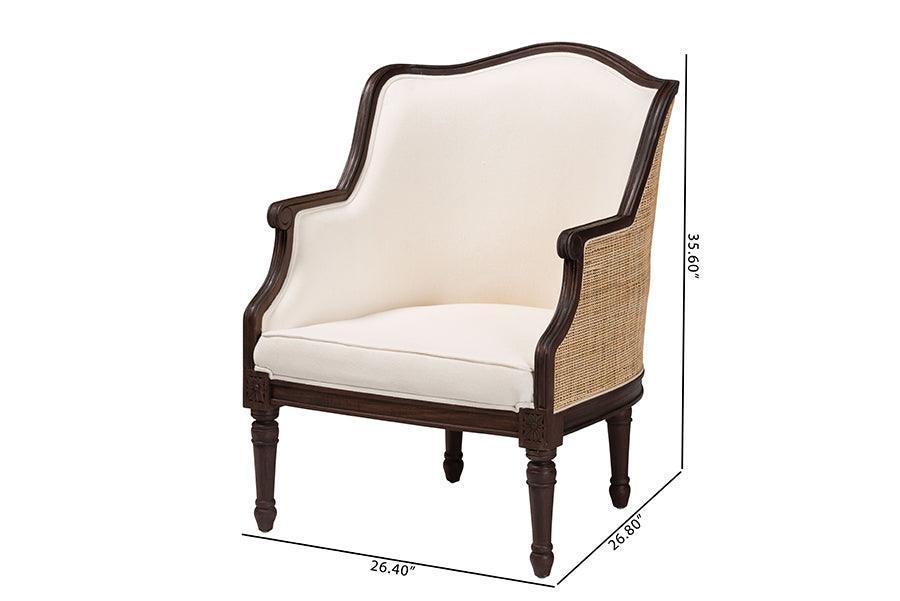 bali & pari Ornella Traditional French Beige Fabric and Dark Brown Finished Wood Accent Chair FredCo