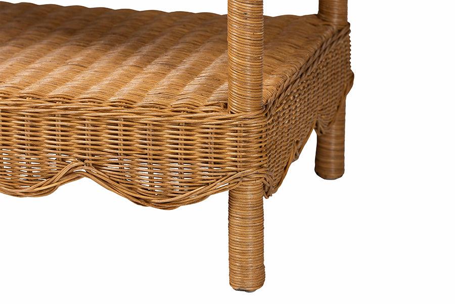 bali & pari Oteria Bohemian Light Honey Scalloped Rattan Console Table FredCo