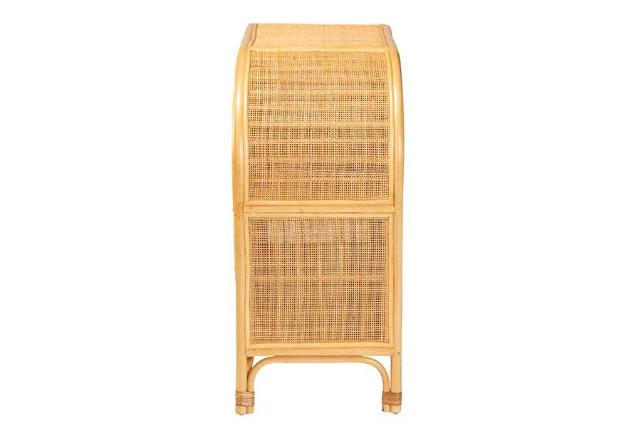 bali & pari Ovalet Modern Bohemian Natural Brown Rattan 2-Door Sideboard FredCo
