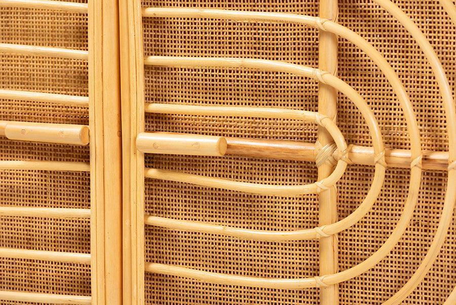 bali & pari Ovalet Modern Bohemian Natural Brown Rattan 2-Door Sideboard FredCo