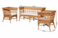 bali & pari Oxford Bohemian Light Honey Rattan 3-Piece Living Room Chair Set FredCo