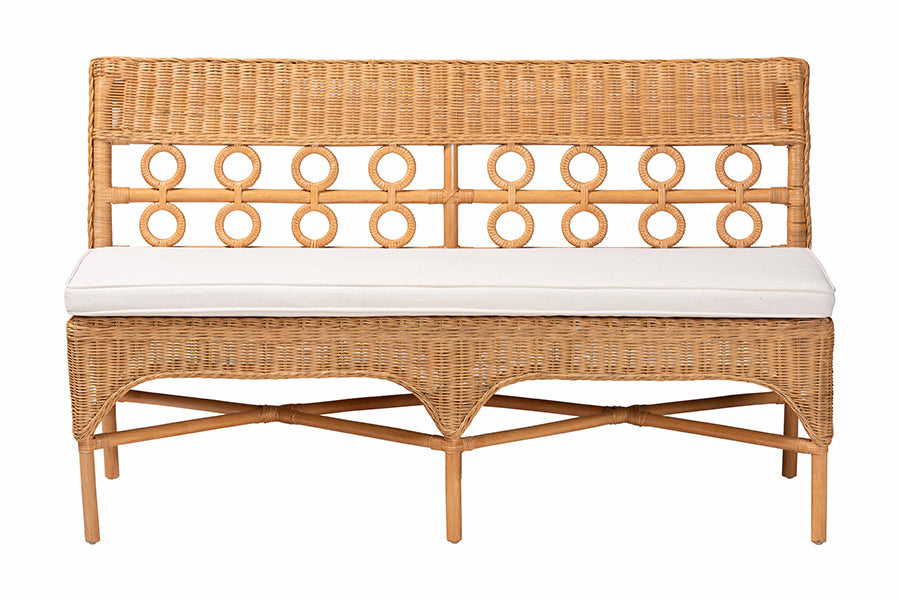 bali & pari Oxford Bohemian Light Honey Rattan Dining Bench FredCo