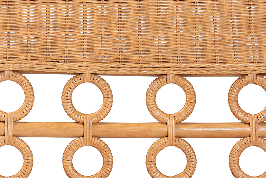 bali & pari Oxford Bohemian Light Honey Rattan Dining Bench FredCo