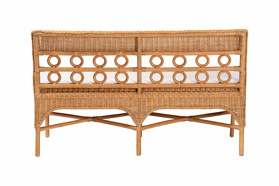 bali & pari Oxford Bohemian Light Honey Rattan Dining Bench FredCo