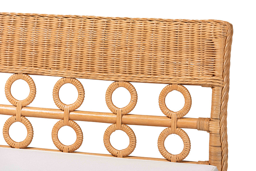 bali & pari Oxford Bohemian Light Honey Rattan Dining Bench FredCo