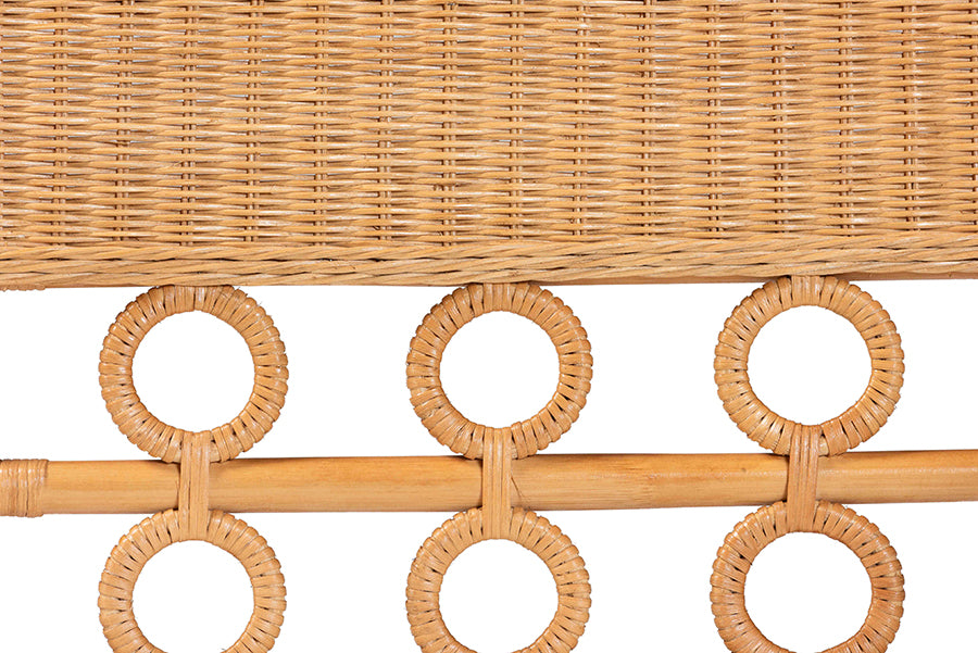 bali & pari Oxford Bohemian Light Honey Rattan Dining Bench with Armrests FredCo
