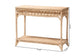bali & pari Oxford Braided Natural Rattan Console Table with Open Shelf - Coastal Boho Entryway or Hallway Accent Table with Decorative Loop Detailing FredCo