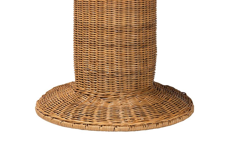 bali & pari Pabla Bohemian Light Honey Rattan Scalloped Accent Table FredCo